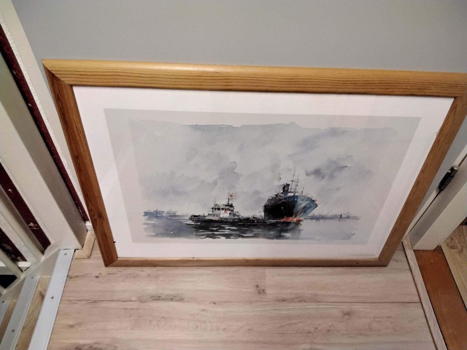 Maritiem schilderij: sleepboot en vrachtschip, Watersport en Boten, Ophalen, Nieuw