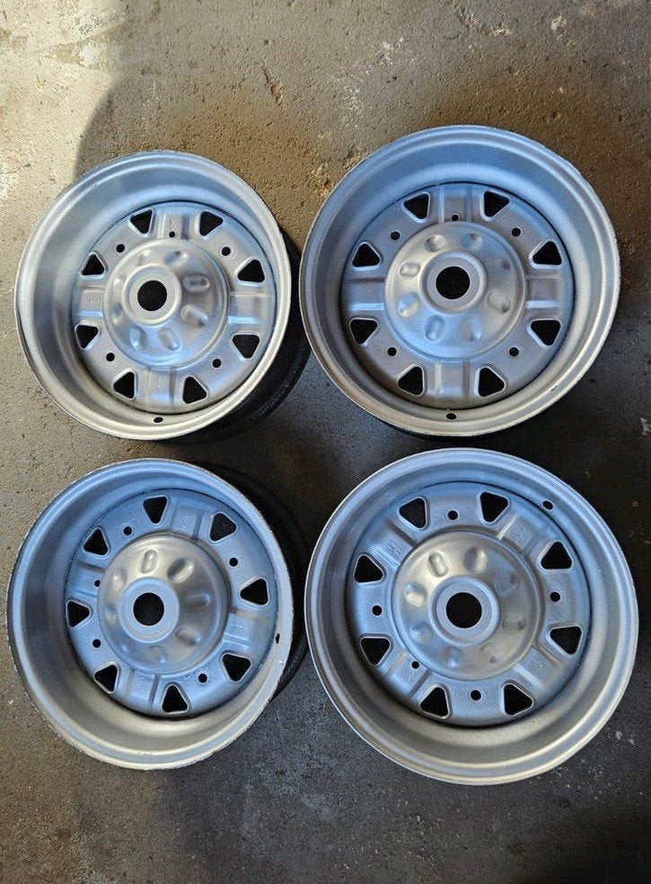 Fiat 500  klassieker Borrani velgen., Ophalen, Velg(en), 12 inch, Personenwagen