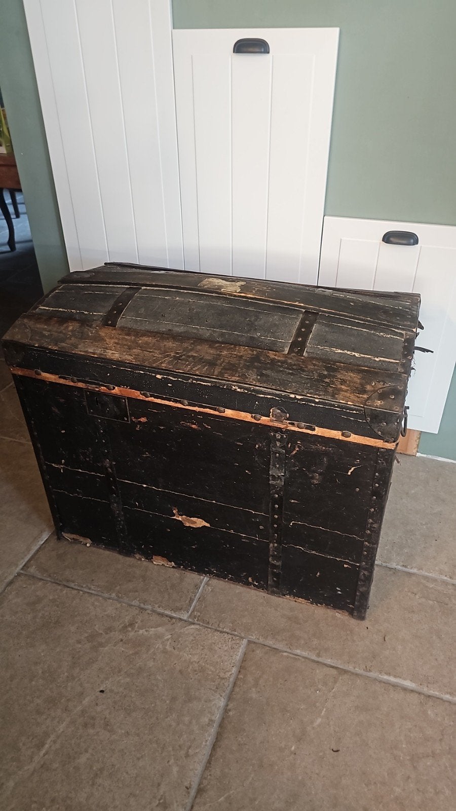 Grote oude / antieke hutkoffer, Ophalen, Gebruikt, Minder dan 50 cm, 75 tot 100 cm