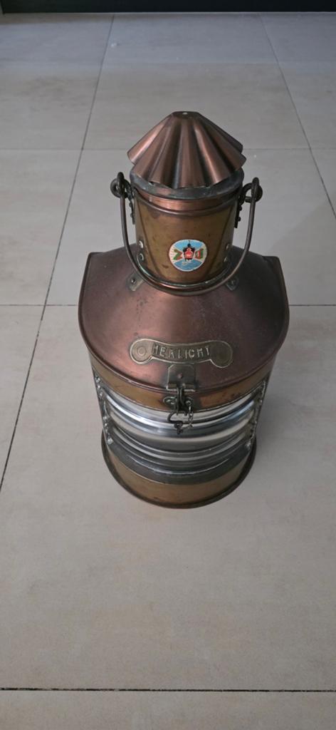 Antieke rood koperen heklicht / navigatielamp, scheepslamp., Ophalen of Verzenden