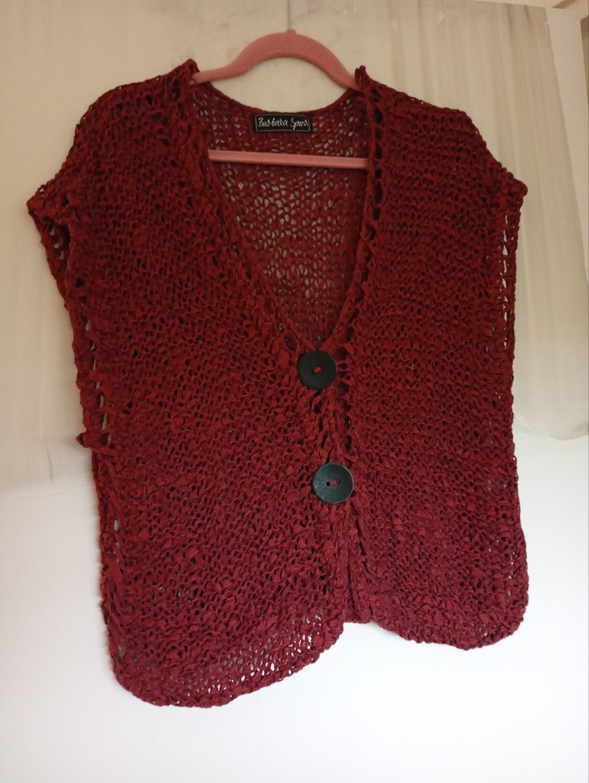 Barbara Speer; gebreid linnen hes, vest, Barbara Speer, Maat 46/48 (XL) of groter, Ophalen of Verzenden, Zo goed als nieuw
