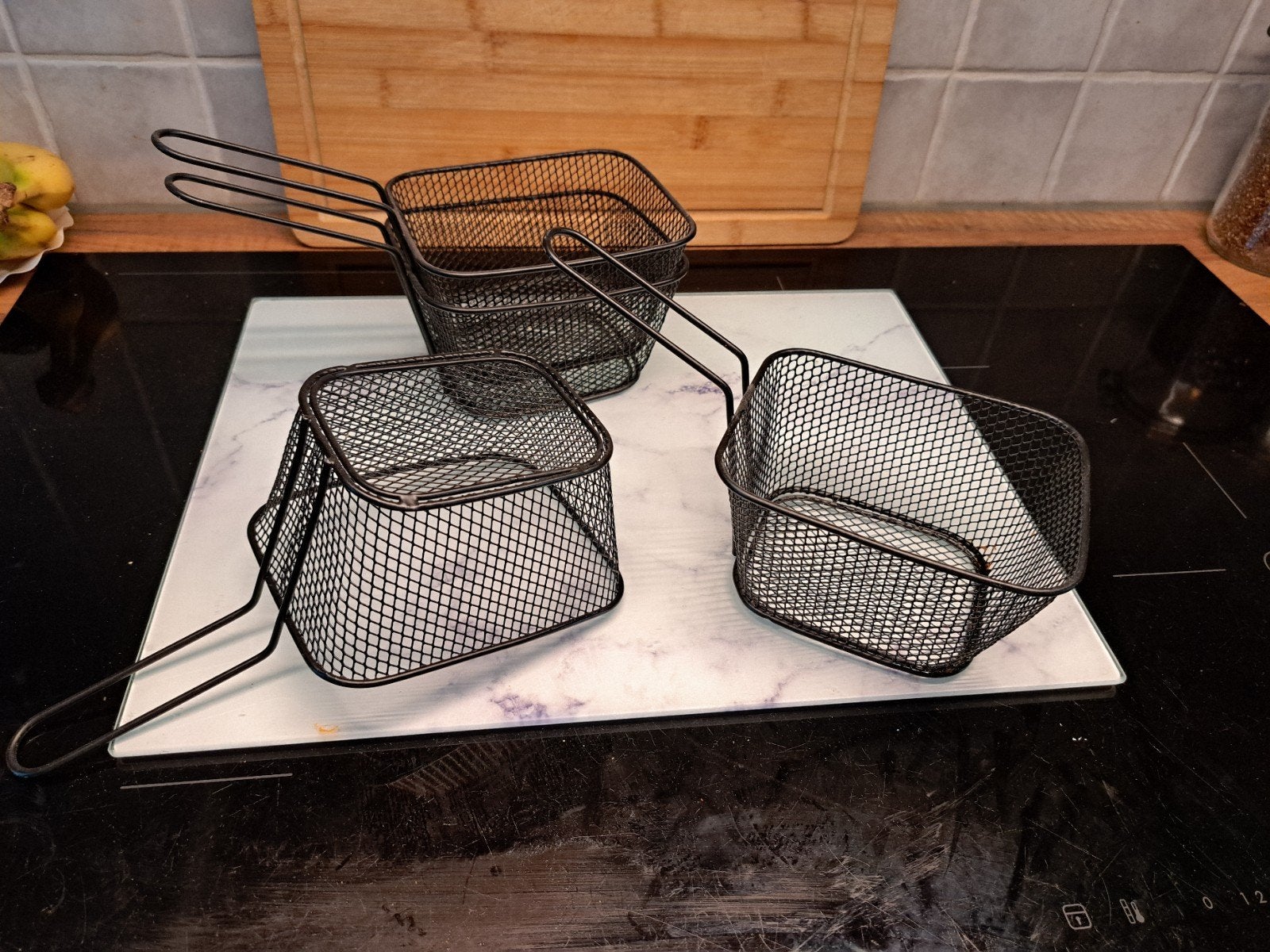 Set van 4 zwarte mini frituurmandjes, Overige typen, Ophalen of Verzenden, Zo goed als nieuw, Zwart