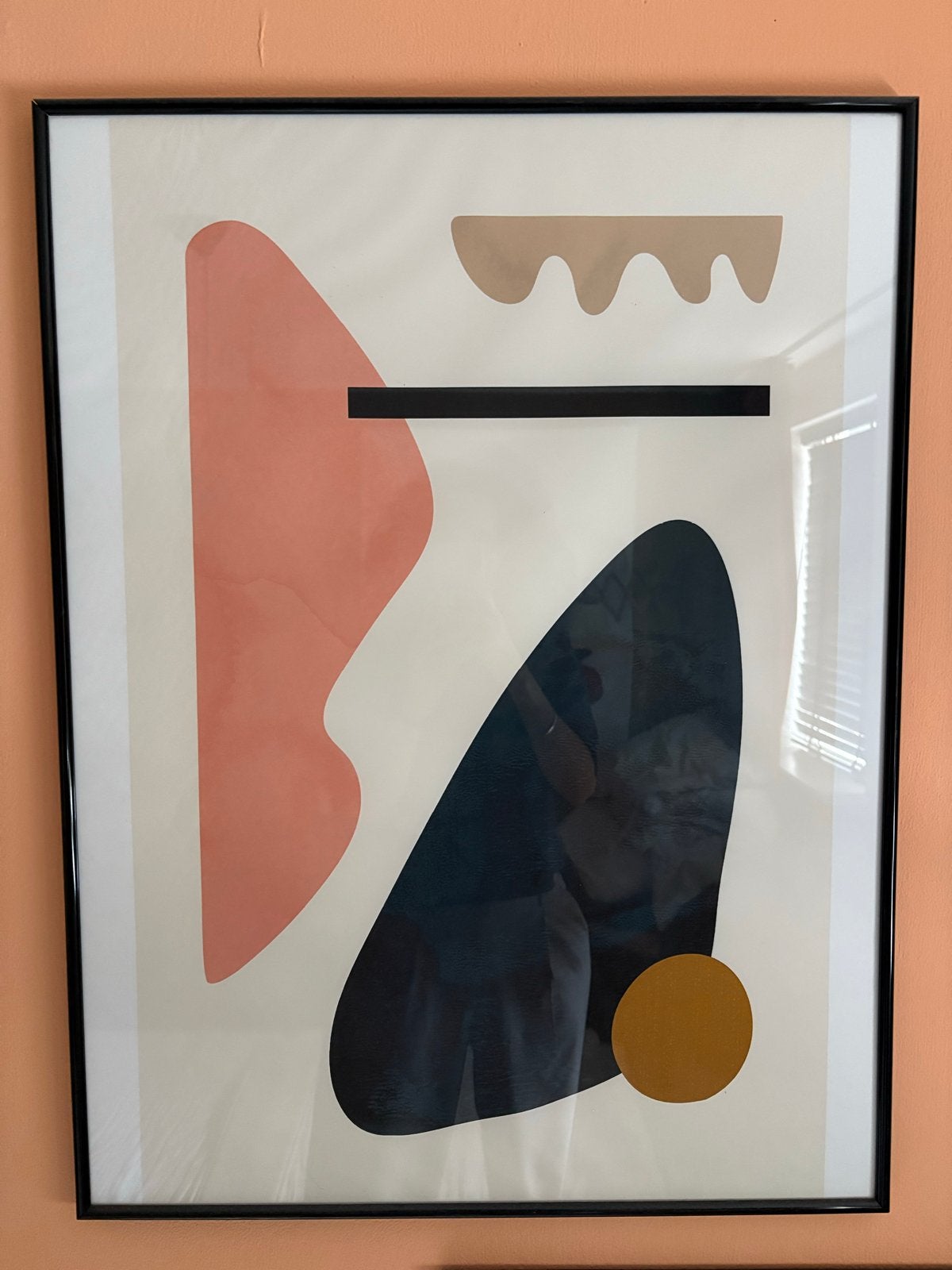 Zwarte lijst met abstracte poster 80x60 cm, Ophalen, Zo goed als nieuw, Foto of Poster, 75 – 100