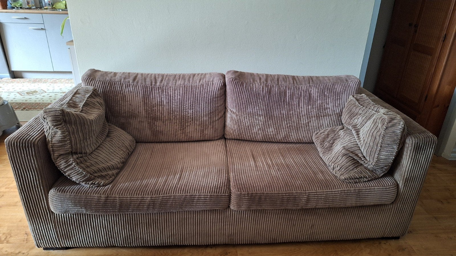 bruine rib bank, Ophalen, Gebruikt, 150 tot 200 cm, Tweepersoons