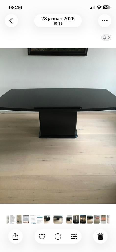 Zwarte hoogglans houten eethoek tafel, Huis en Inrichting, Tafels | Eettafels, Ophalen, 50 tot 100 cm, Zo goed als nieuw, 150 tot 200 cm