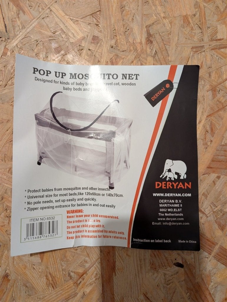 Deryan pop-up klamboe voor babybedje of campingbedje, Ophalen of Verzenden, Gebruikt, Overige typen