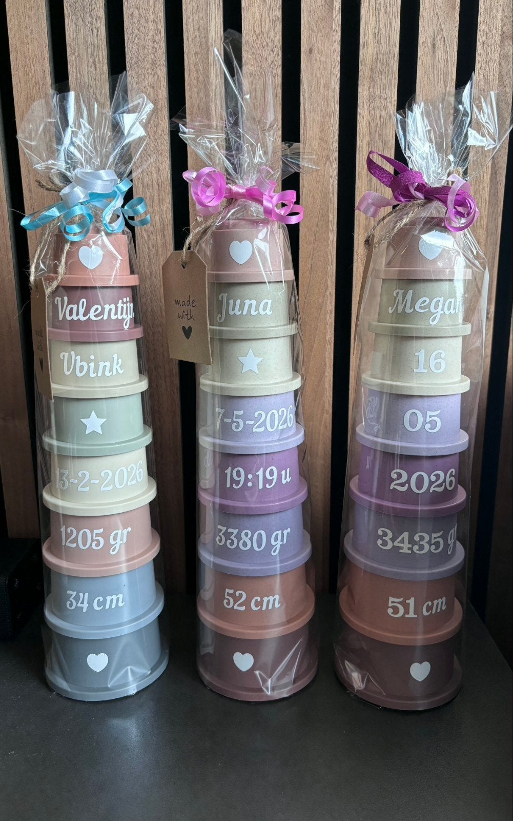 gepersonaliseerd: stapeltoren stapelblokken baby kraamcadeau, Ophalen of Verzenden