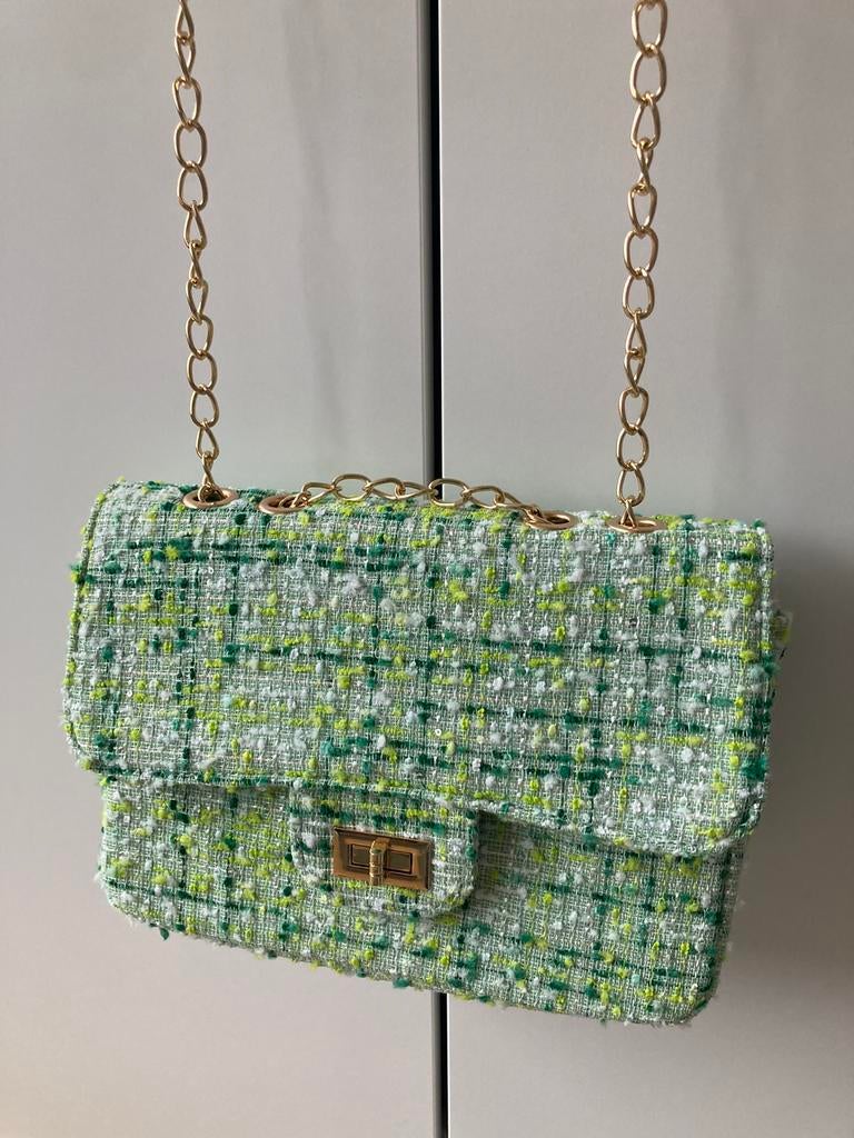 NIEUW! Schoudertasje festivaltasje met goudkleuring hengsel, Ophalen of Verzenden, Zo goed als nieuw, Groen