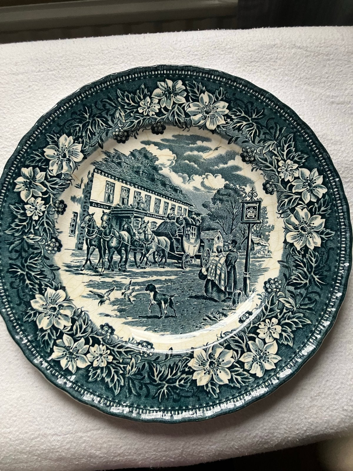 Antiek Royal Tudor Ware "Coaching Taverns" bord, Ophalen of Verzenden