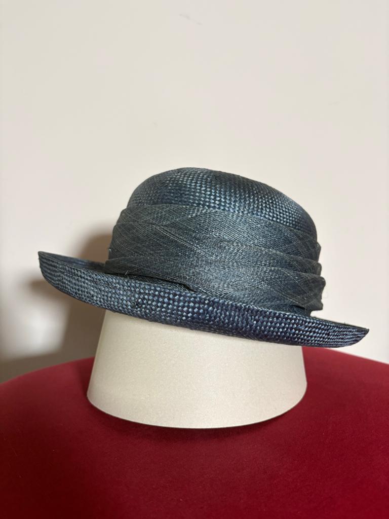 blauwe strohoed, Ophalen of Verzenden, Gedragen, 56 of 57 cm (M, 7 of 7⅛ inch), Hoed