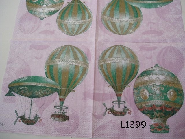 Servetten decoupage/bullet journal * luchtballon * L1399, Verzenden, Nieuw
