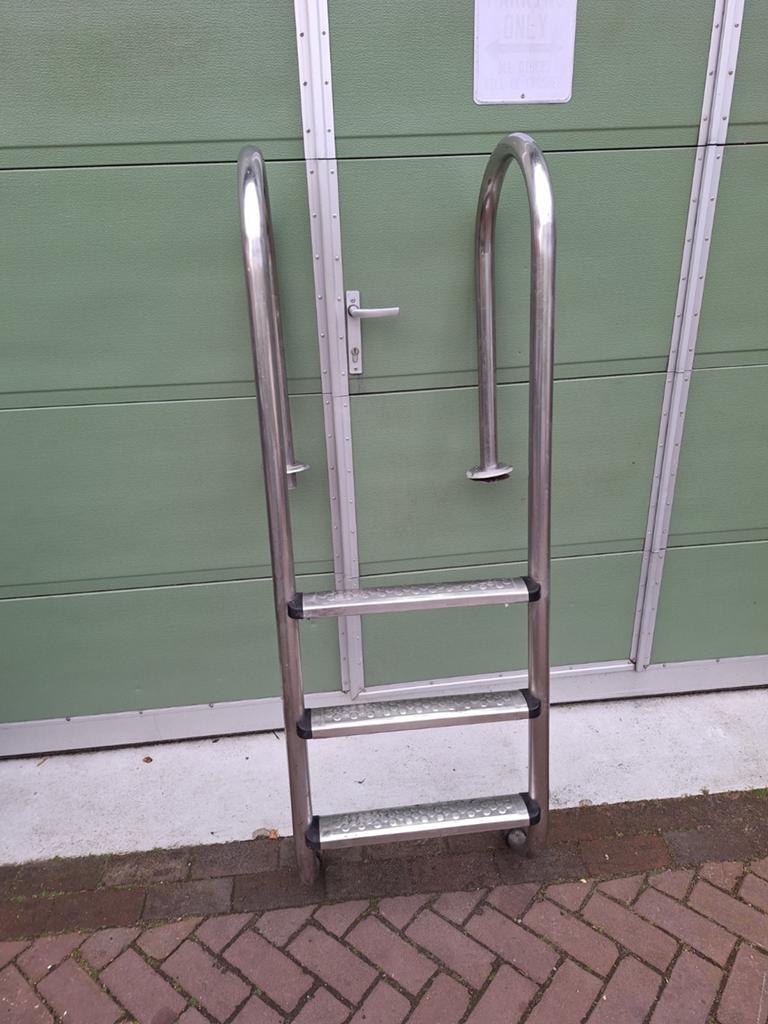 RVS zwembadtrap zwembadladder met 3 treden, Ophalen of Verzenden