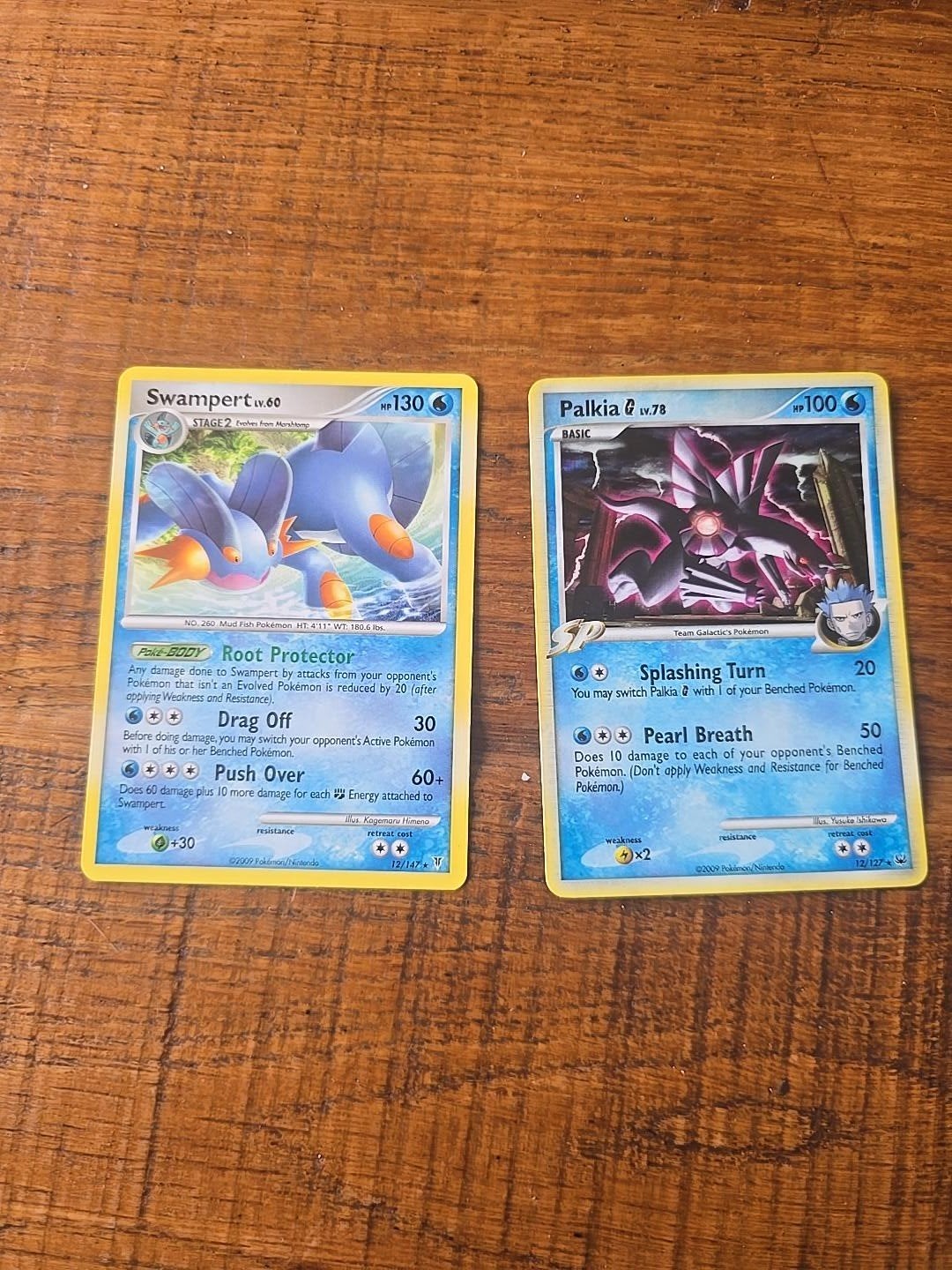 Pokémon Swampert 12/147 & Palkia G 12/127 – 2009 – Vintage k, Ophalen of Verzenden, Gebruikt
