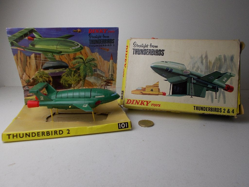 1967 Dinky Toys 101 THUNDERBIRDS 2 (GREEN) + Originele DOOS!, Ophalen of Verzenden, Zo goed als nieuw, Overige typen, Dinky Toys