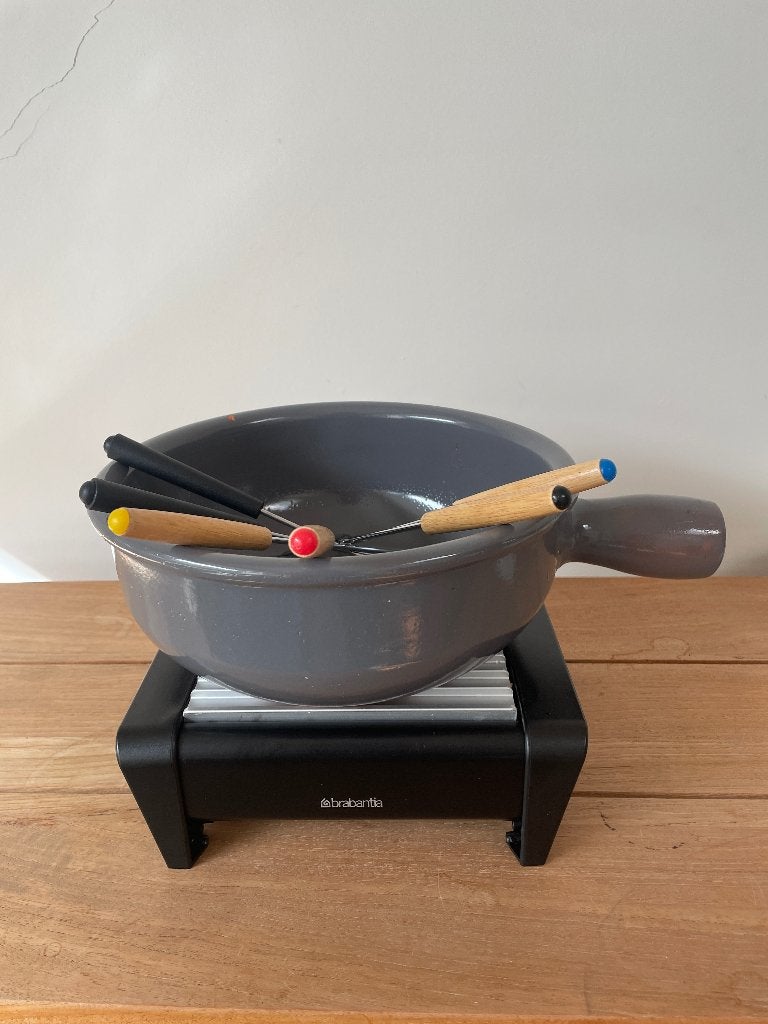 Kaasfondue-set met Brabantia rechaud, Witgoed en Apparatuur, Ophalen of Verzenden, Gebruikt, Waxinelicht, Fondueset