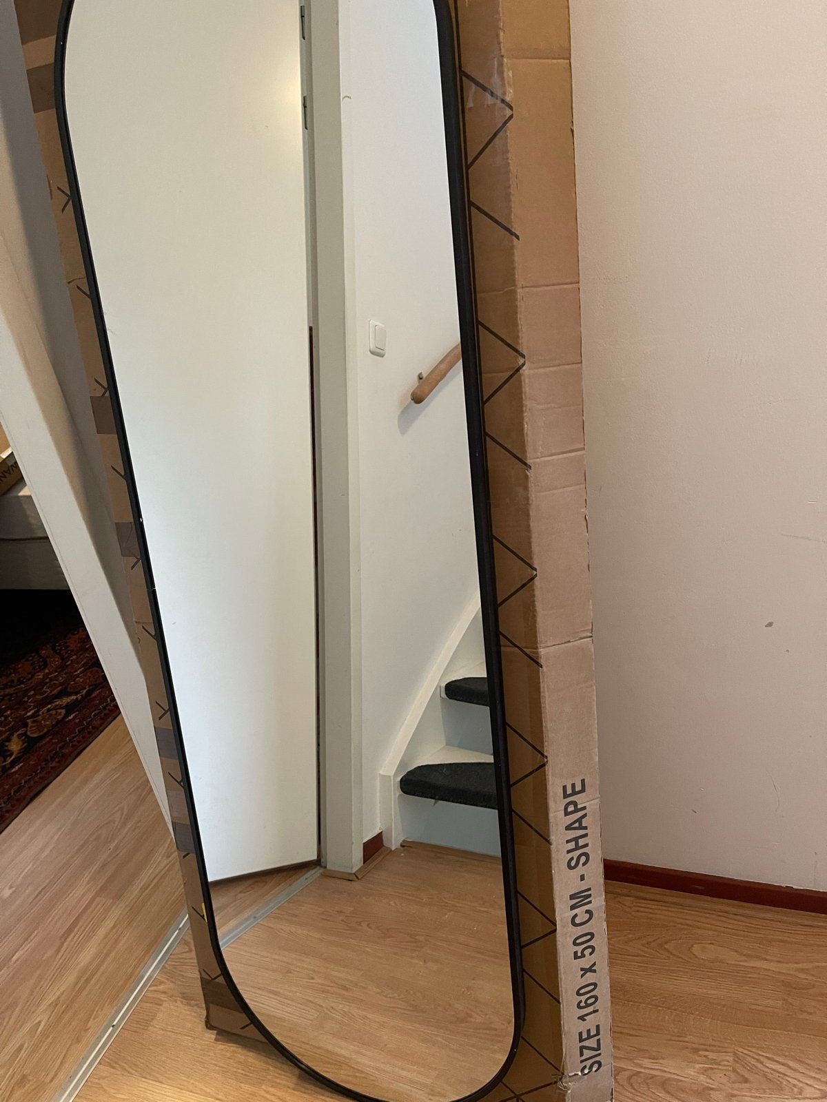 Ovale wandspiegel 160x50 cm - Zwart, Huis en Inrichting, Nieuw, Ophalen of Verzenden, 50 tot 75 cm, 150 tot 200 cm