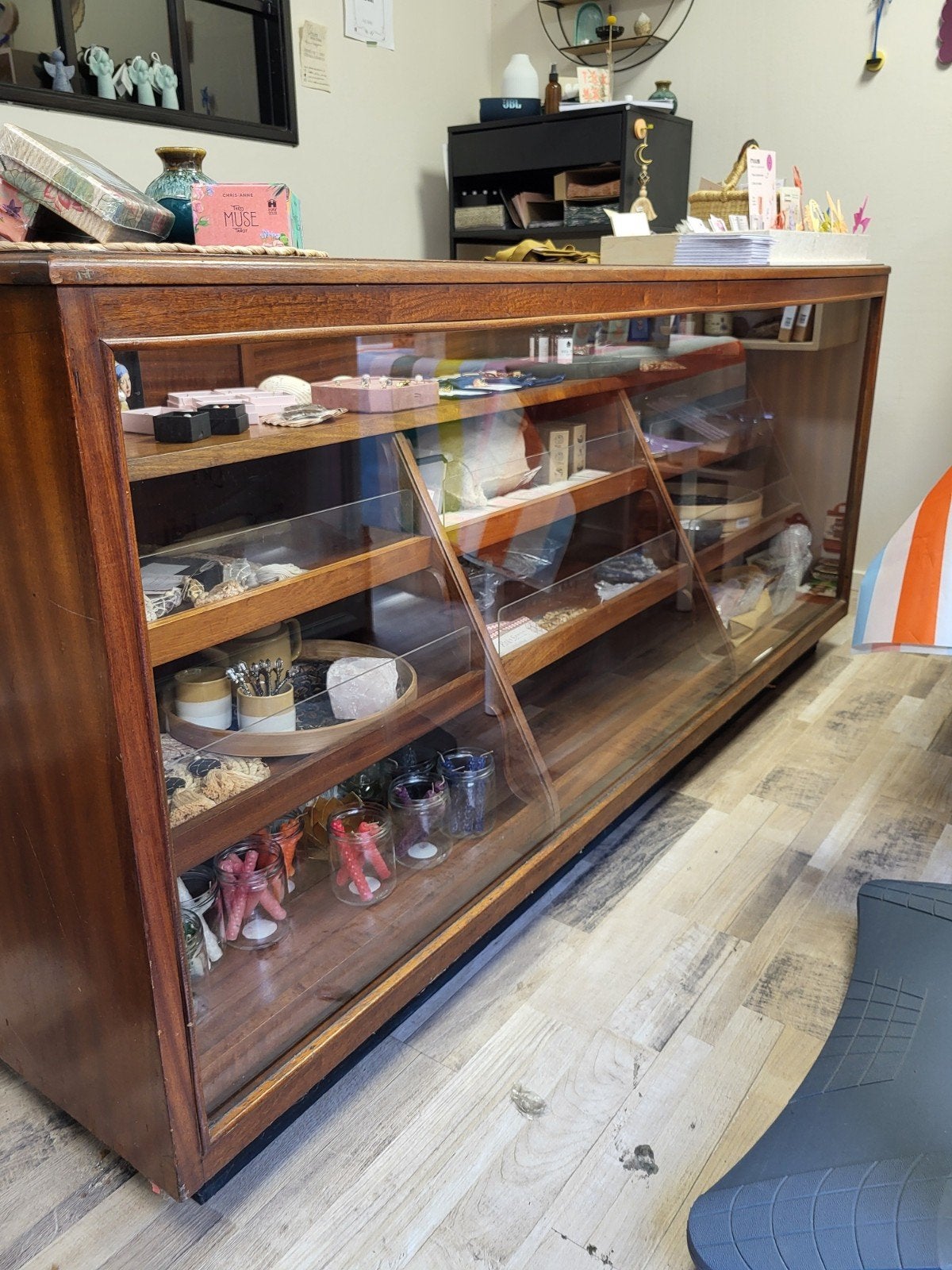 Antieke Winkelvitrine met Lades - Mahoniehout, Ophalen