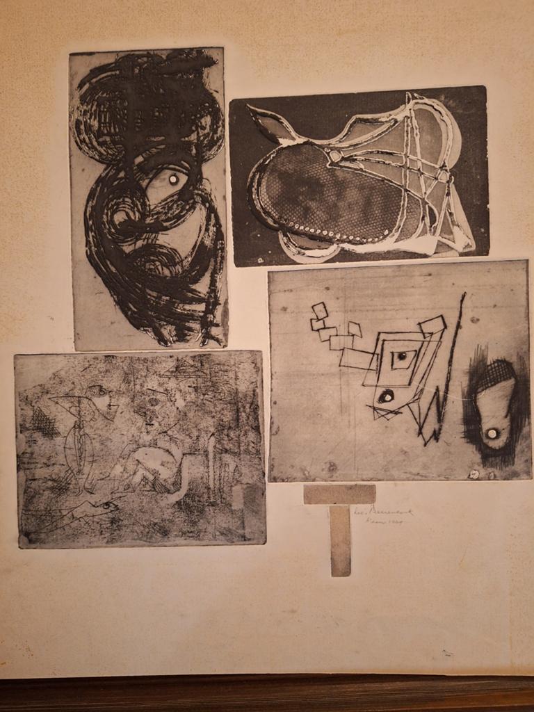 Abstracte etsen van Theo Beerendonk, Ophalen of Verzenden, Ets, Origineel, 1950 - 1999