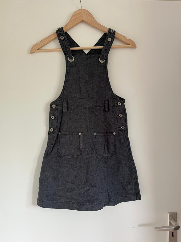 Donkergrijze denim salopette jurk maat 146/152 Mexx, Ophalen of Verzenden, Zo goed als nieuw, Meisje, Jurk of Rok