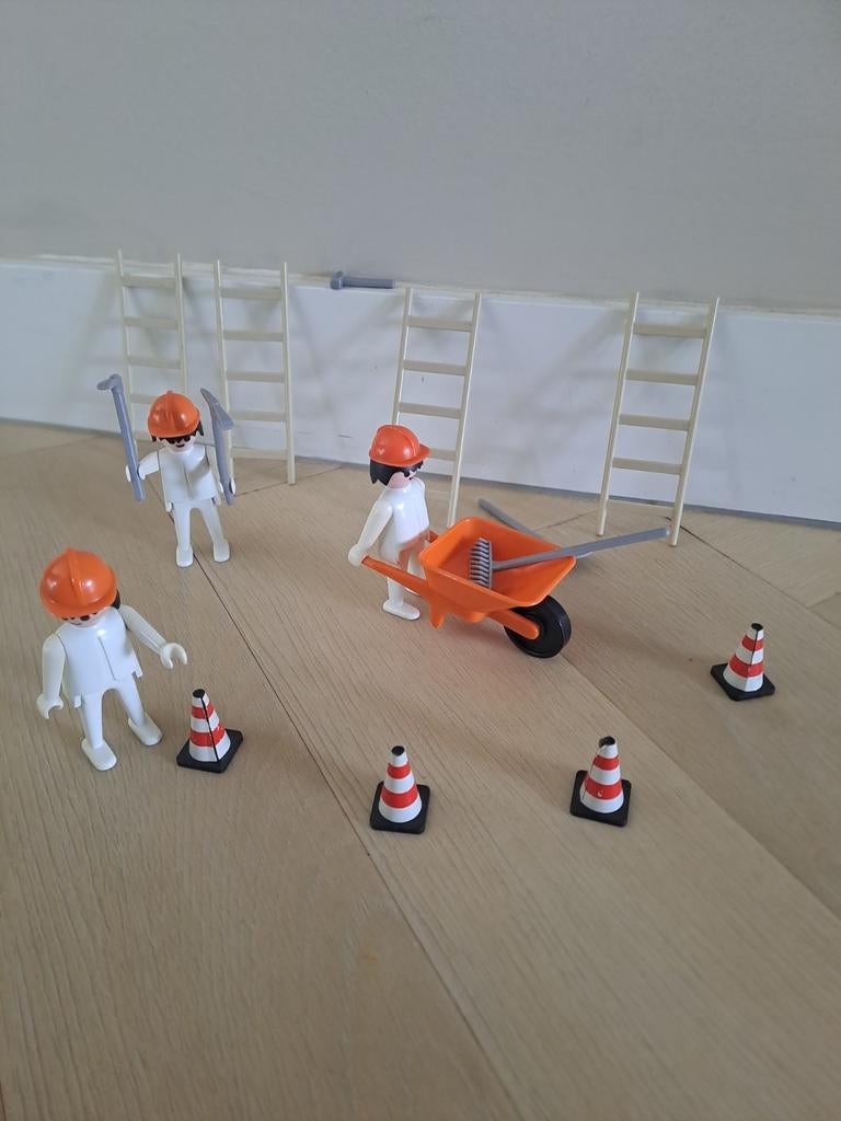 Playmobil Bouwvakkers met kruiwagen en accessoires, Ophalen, Gebruikt, Complete set