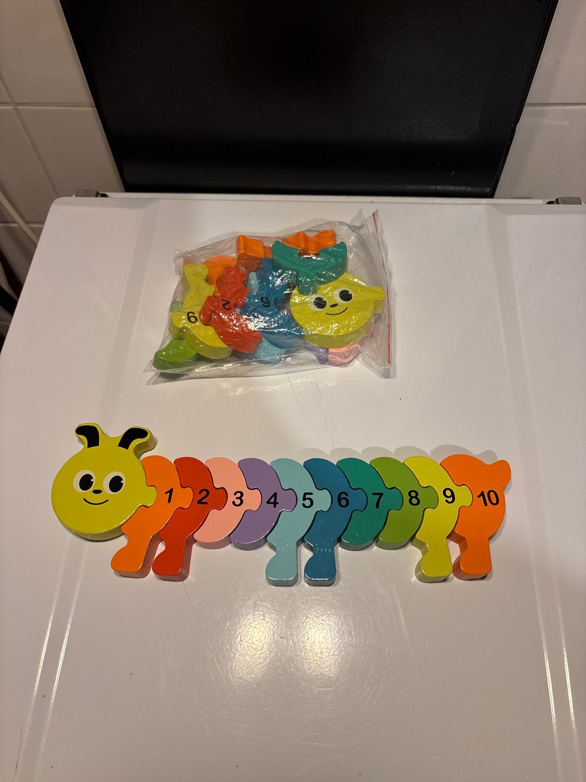 Houten Rups Cijferpuzzel - Educatief Speelgoed 2x, Ophalen of Verzenden, Nieuw, Overige typen