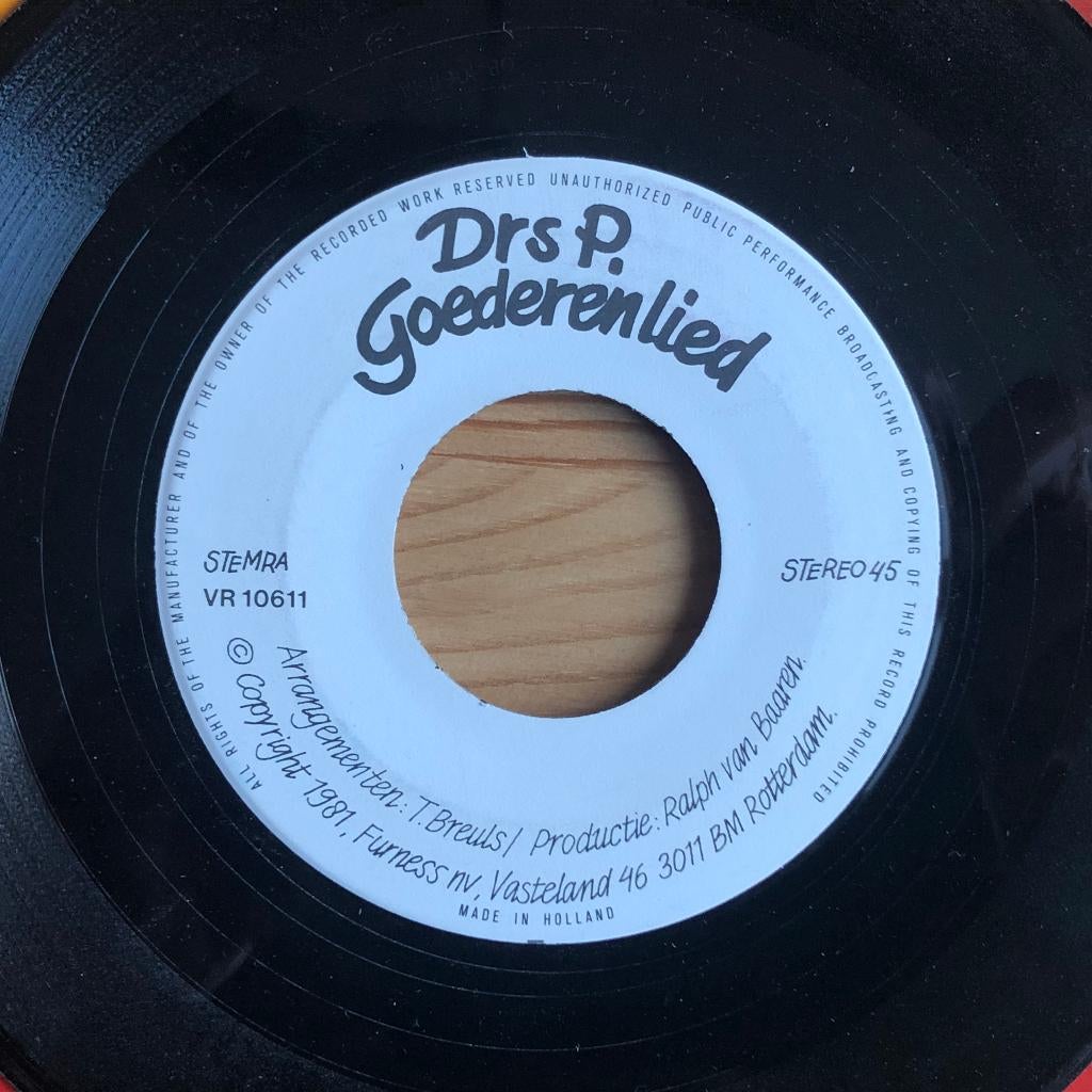 1981       Drs P. & Jules De Corte   Drs P.:    Goederenlied, Verzenden, Originele persing, 7 inch, Zo goed als nieuw