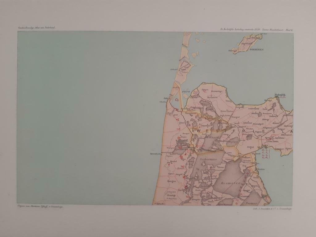 B041 / Plattegrond kerkelijke iindeling West Friesland Litho, Ophalen of Verzenden