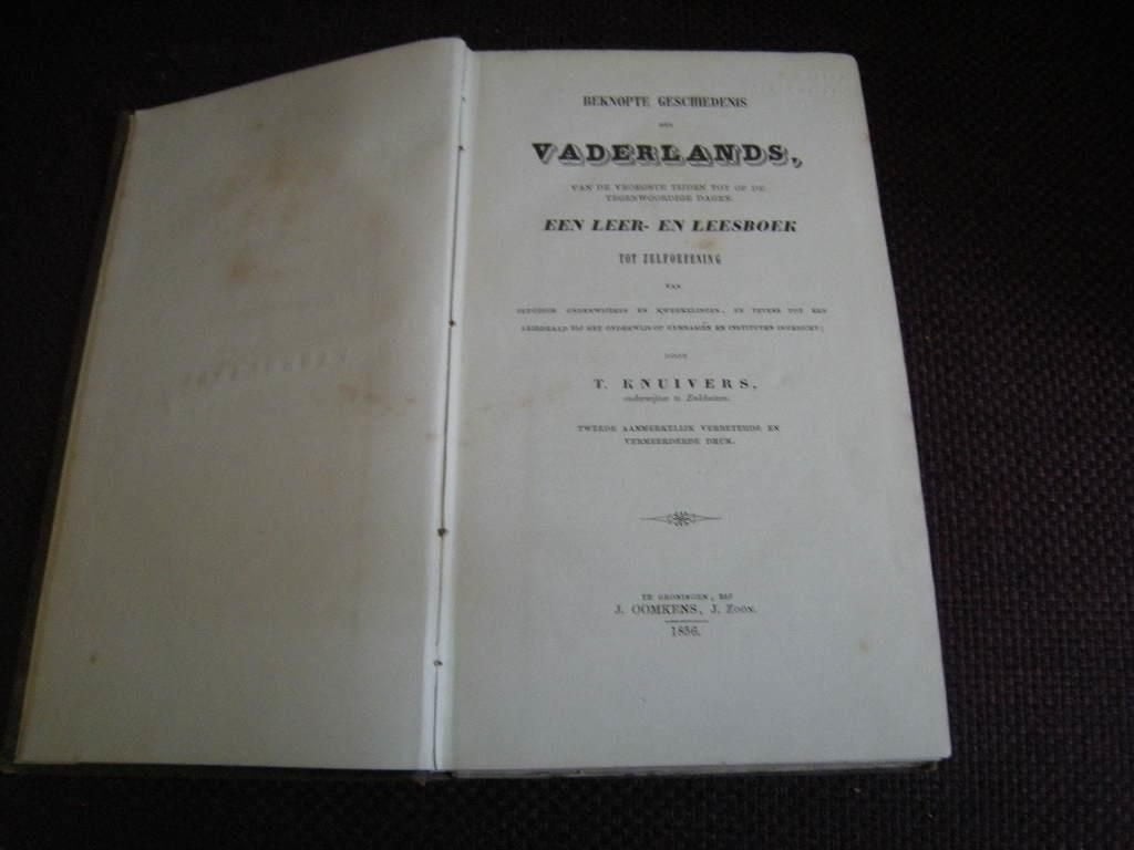 T. Knuivers - Beknopt Geschiedenis des Vaderlands - 1856, Ophalen of Verzenden, Gelezen