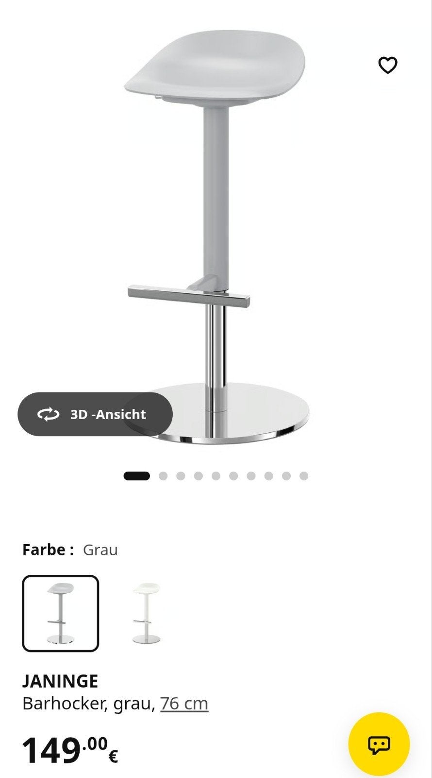 Ikea Janinge barkruk grijs 4 st, Huis en Inrichting, 2 krukken, Ophalen, 60 tot 90 cm
