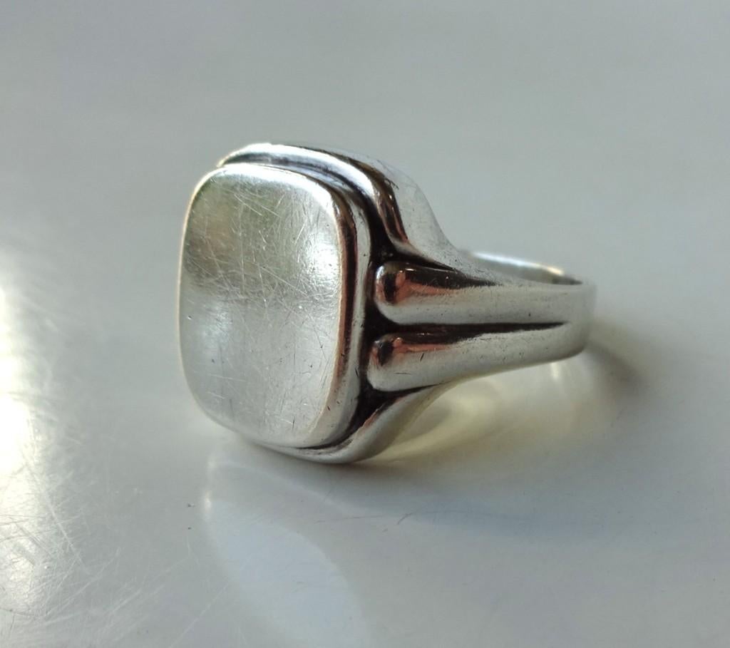 Vintage zilveren zegel ring: man / vrouw, Sieraden, Tassen en Uiterlijk, Antieke sieraden, Ophalen of Verzenden, Zilver, Ring