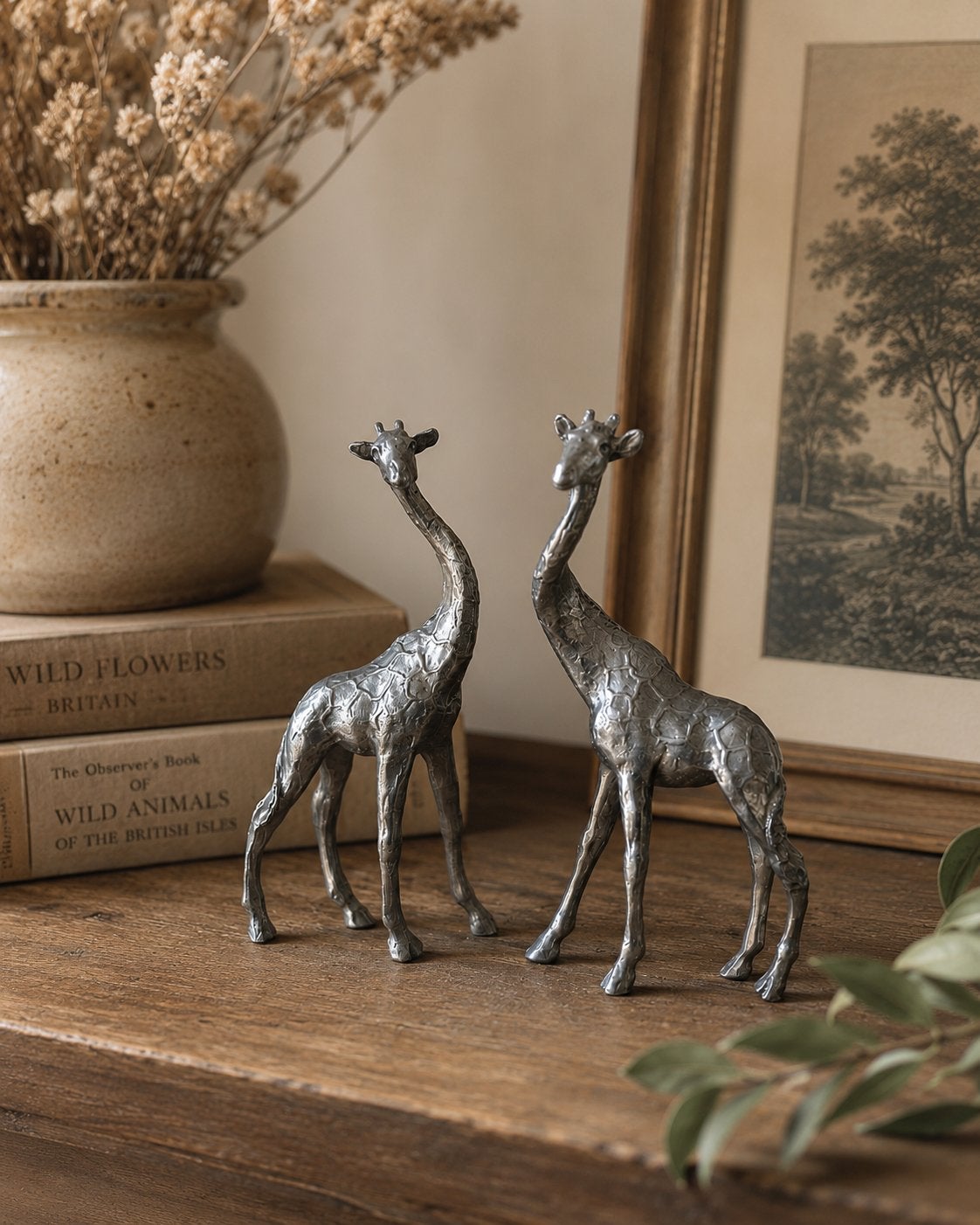 Tingieterij De Geest - Tinnen Giraffen Beeldjes (14 cm), Antiek en Kunst, Antiek | Tin, Ophalen of Verzenden