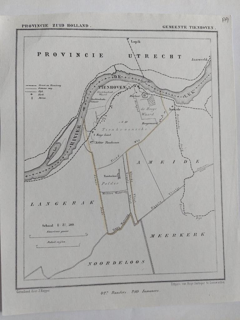 179 / Tienhoven Jaarsveld Lopik Litho door J. Kuyper, Ophalen of Verzenden