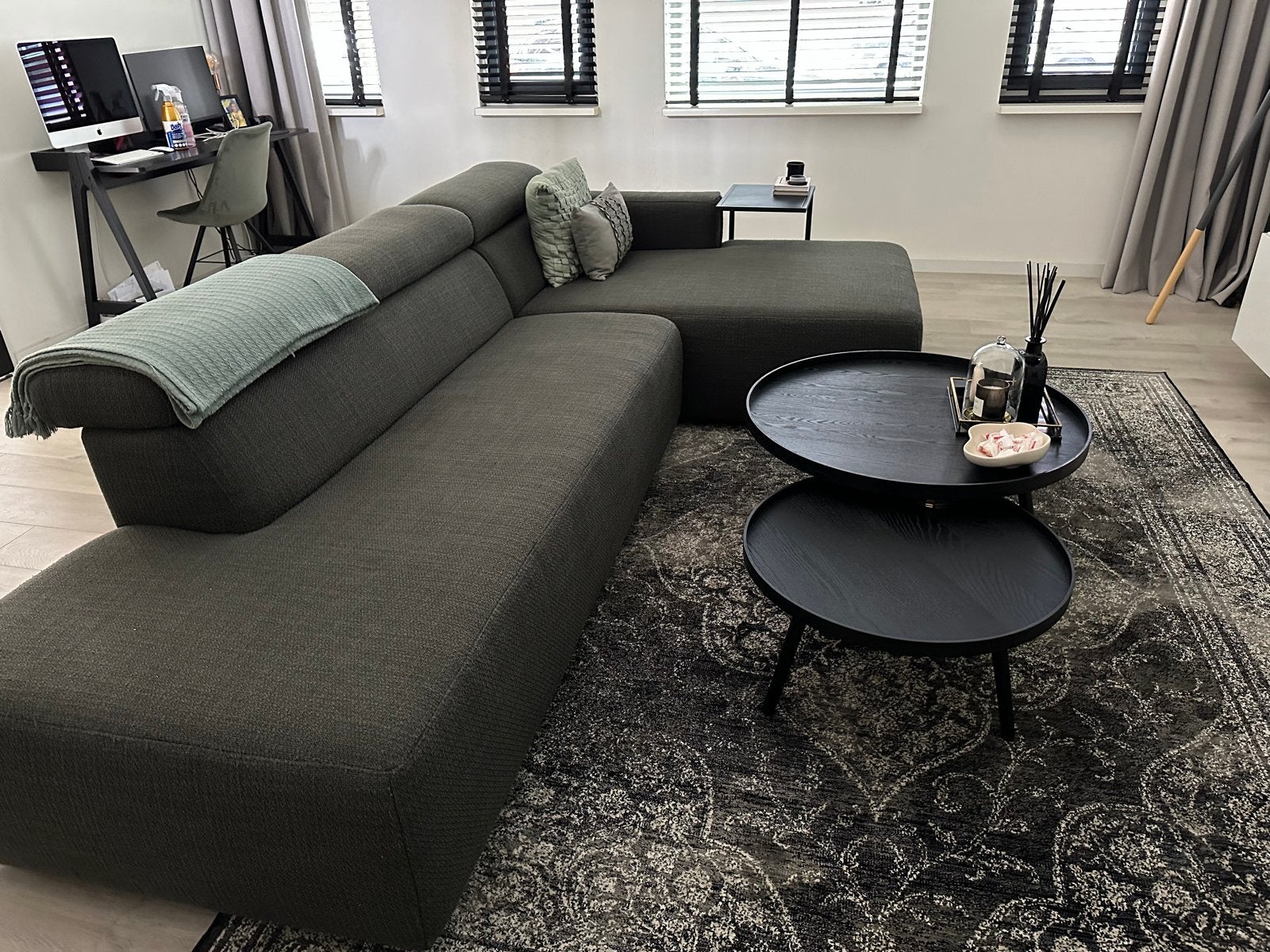 Moderne Montel hoekbank - antraciet, Ophalen, Gebruikt, 100 tot 125 cm, Hoekbank