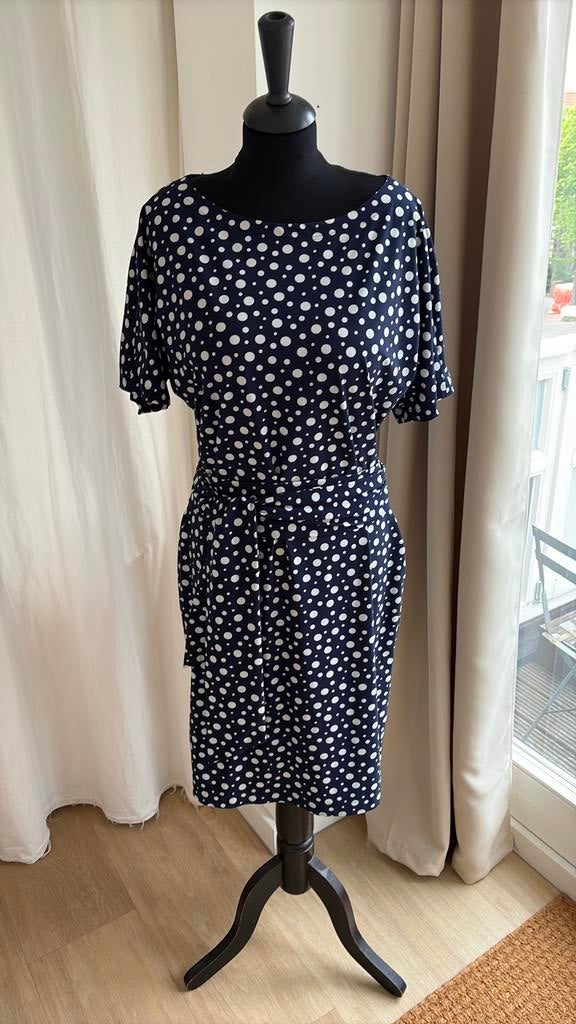 LaDress Aretha mt M blauw/wit nopje, Maat 38/40 (M), Blauw, Ophalen of Verzenden, Zo goed als nieuw