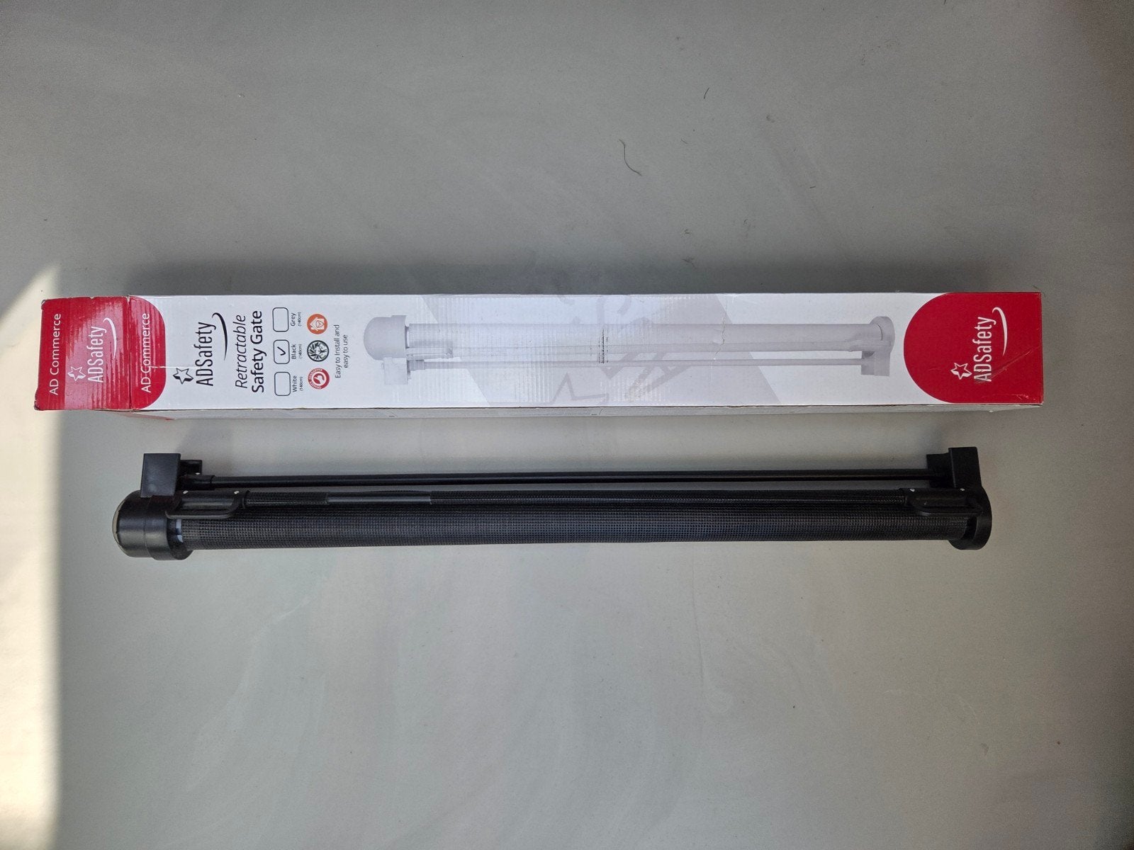 ADSafety oprolbaar traphek 140cm zwart, Kinderen en Baby's, Traphekjes, Overige materialen, Nieuw, Oprolhekje, Ophalen of Verzenden