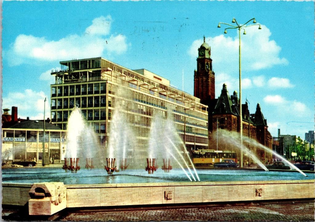 Fontein Hofplein en stadhuis - Rotterdam (1972), Verzenden, 1960 tot 1980, Gelopen, Zuid-Holland
