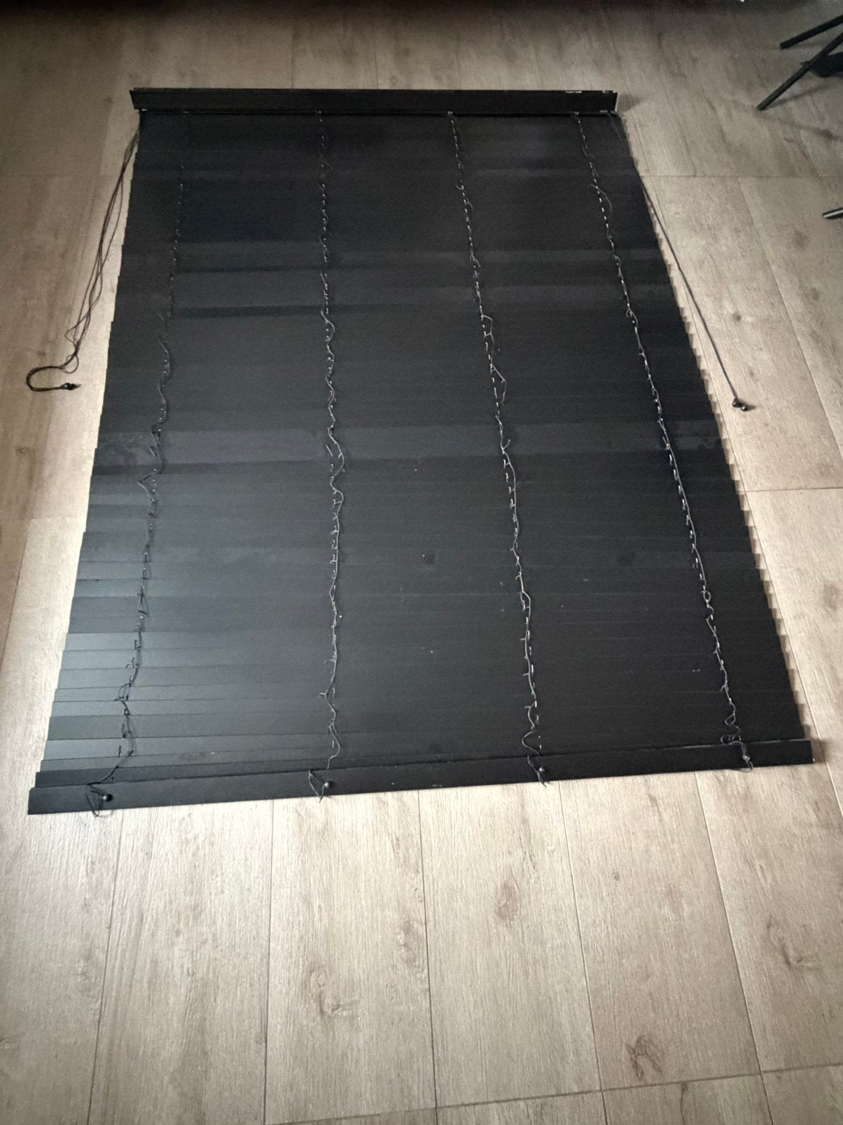 Zwarte houten jaloezieën 163.5x260 cm, Huis en Inrichting, Jaloezie, Gebruikt, Verduisterend, Zwart