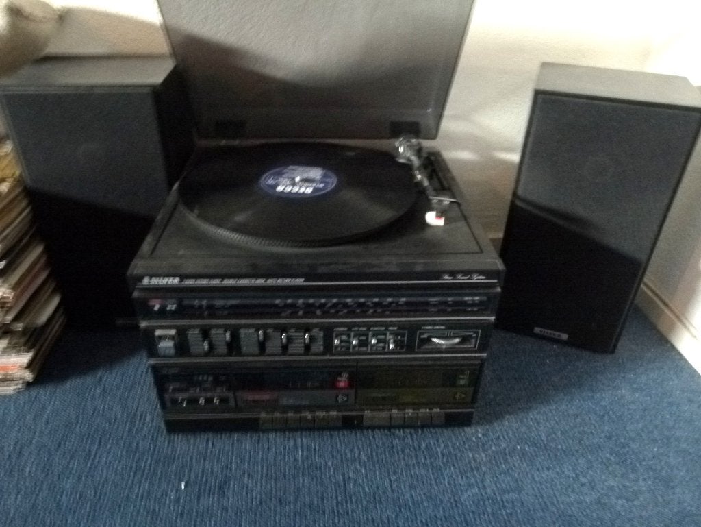 stereotoren ,versterker met cassette en 2 boxen merk silver, Ophalen, Gebruikt, Draaitafel, Overige merken
