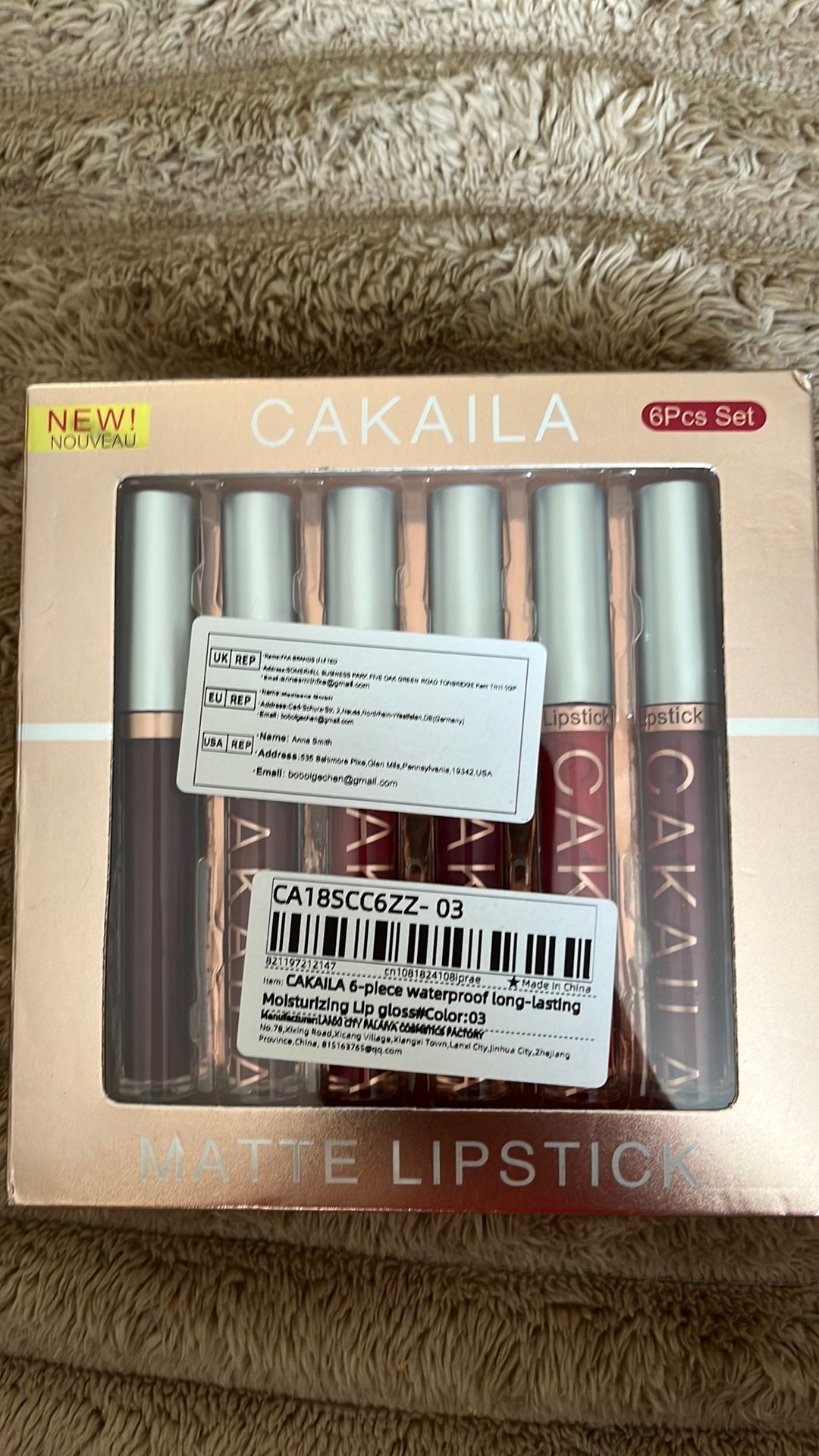 Lipstick cakalia 6 stuks, Ophalen of Verzenden, Zo goed als nieuw, Rood, Lippen