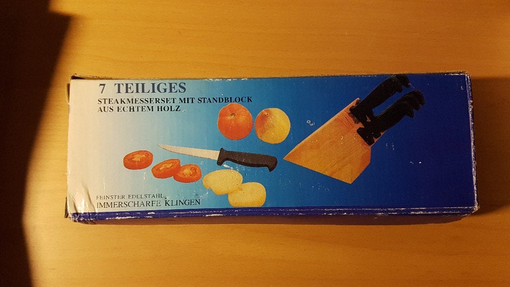 7 delige messenset in blok', Verzenden