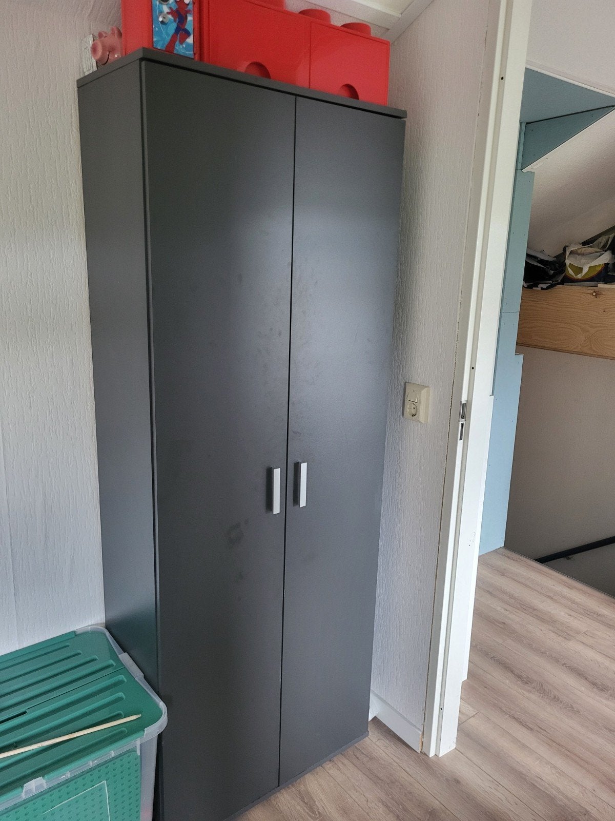 Kast Inca 2-deurs - antraciet - 184x70x34,5 cm, Ophalen, Overige materialen, 50 tot 100 cm, Modern
