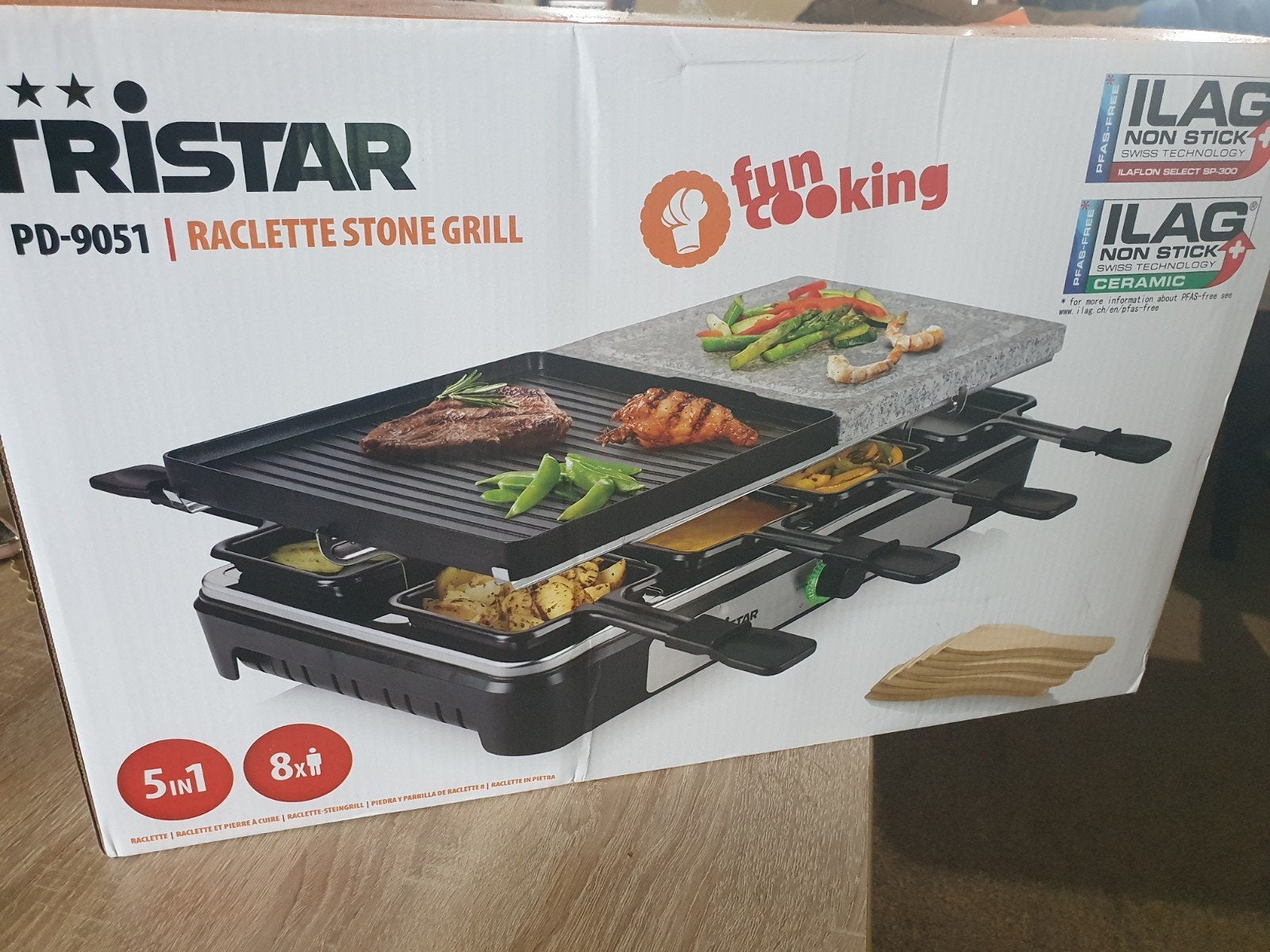 Nieuwe Tristar PD-9051 Raclette & Steengrill -8 personen €20, Ophalen of Verzenden, Nieuw, 8 personen of meer