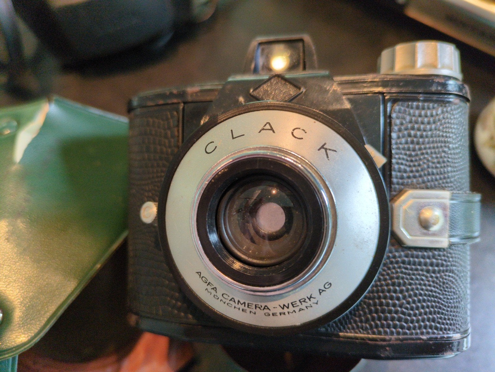 Vintage Agfa Clack camera met leren tasje, Ophalen of Verzenden, Gebruikt, Compact, Overige Merken