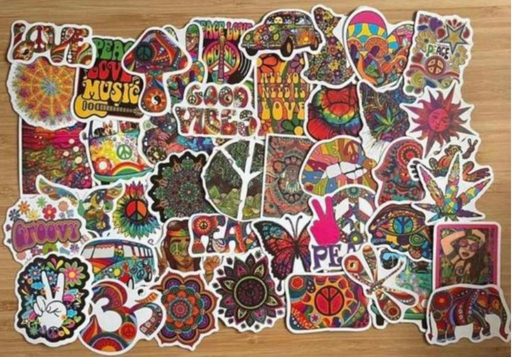 Hippie kleurrijke stickers, Verzenden, Nieuw, Meerdere stickers