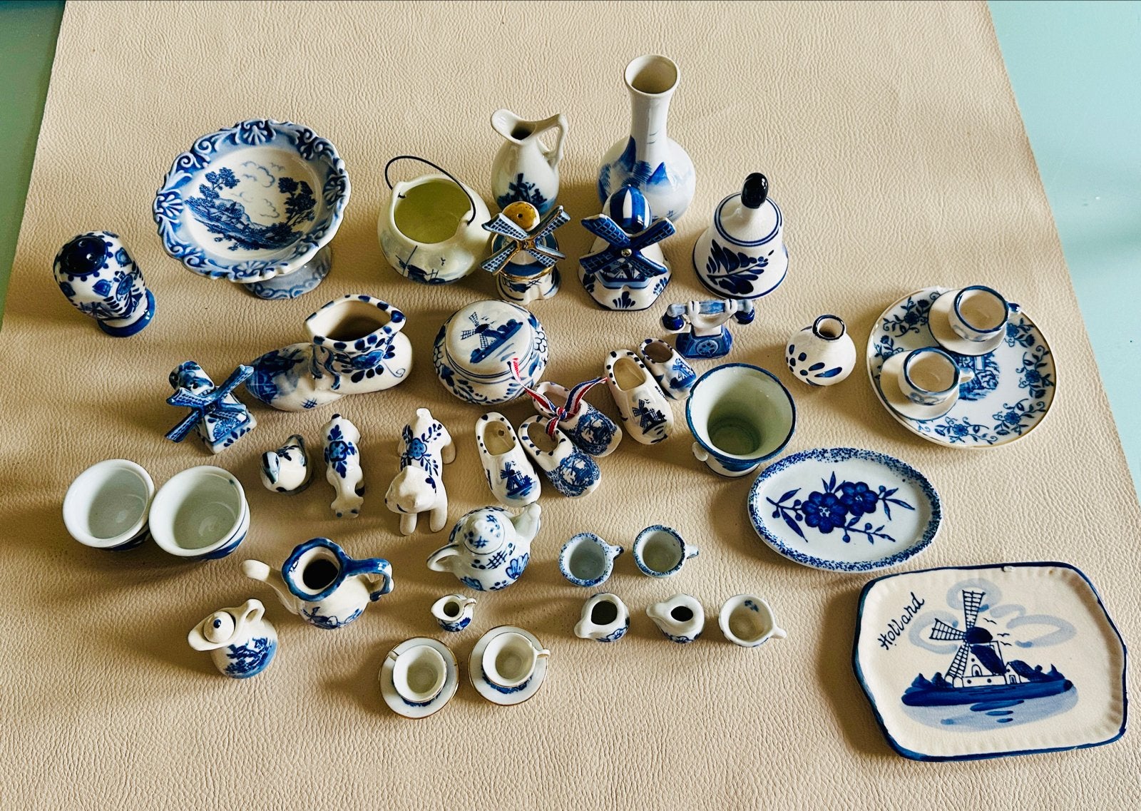 Grote Verzameling Miniatuur Delfts blauwe beeldjes, Ophalen of Verzenden, Gebruikt