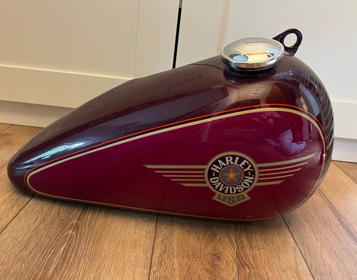 Harley-Davidson benzinetank - Bordeauxrood met logo, Ophalen of Verzenden, Gebruikt
