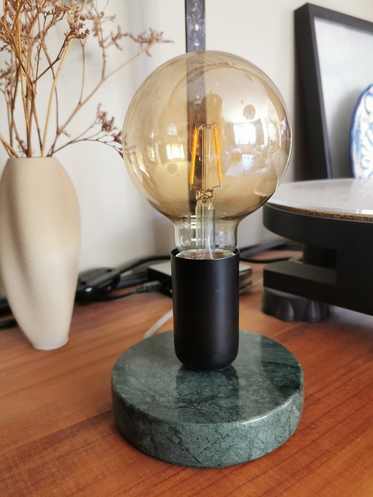 Tafellamp groen marmer zwart (incl. LED), Groen, Nieuw, Sfeerlamp, Met schakelaar