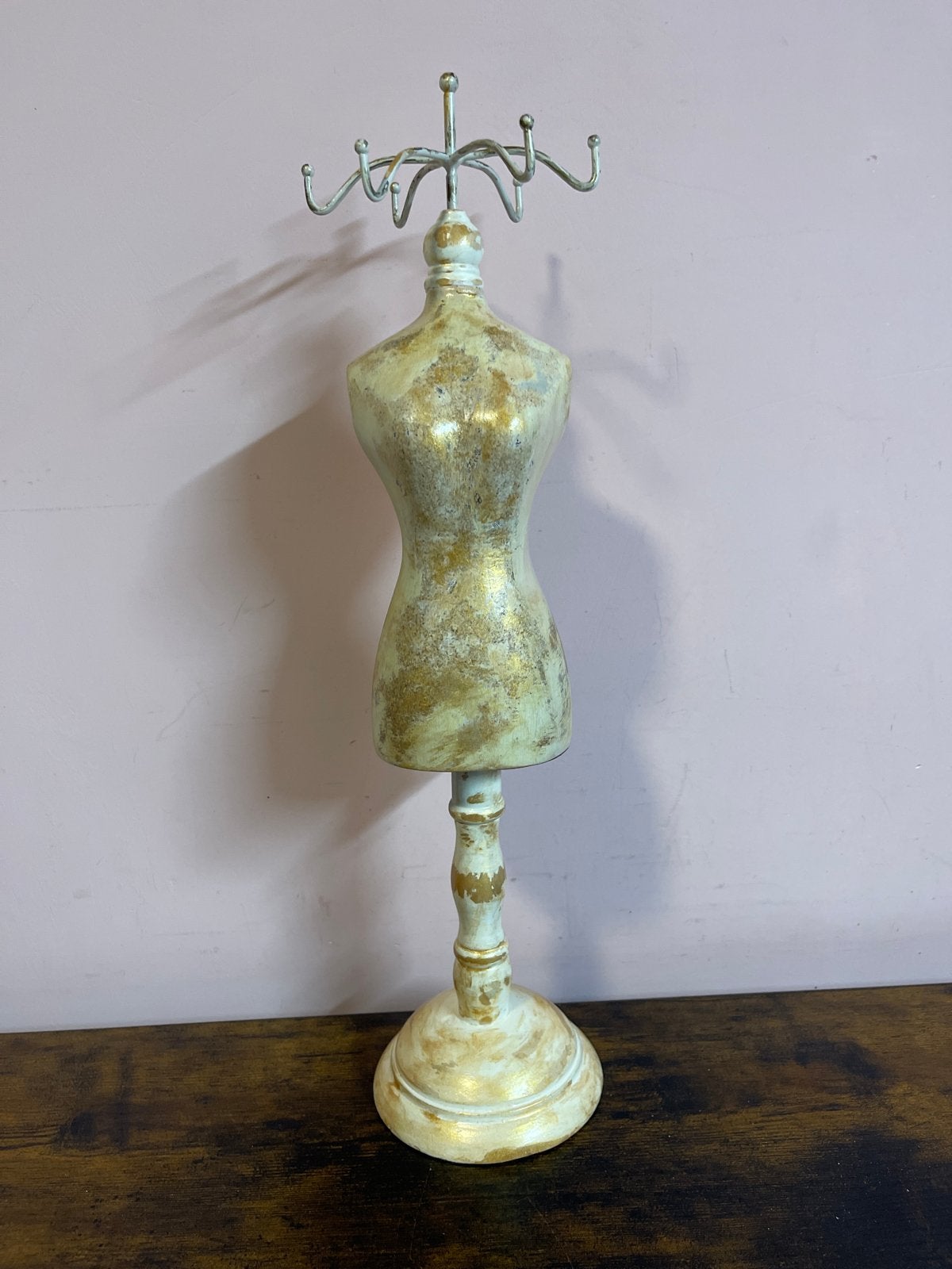 Vintage sieradenhouder paspop - Goud/Wit, Vintage, Gebruikt, Overige materialen, Ophalen of Verzenden