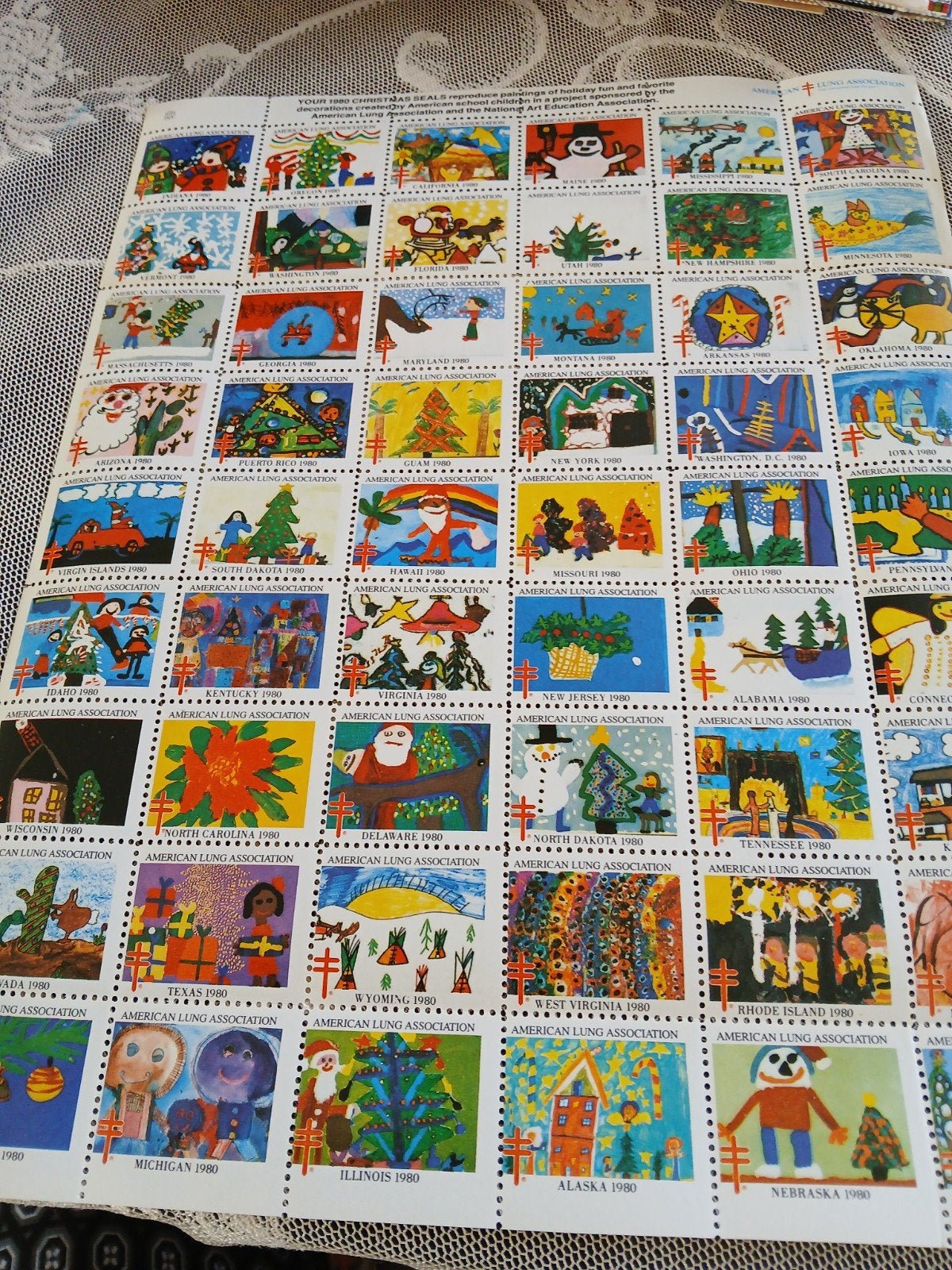 Serie van 54 sluitzegels Christmas 1980, Postzegels en Munten, Ophalen of Verzenden, Postfris, Overige thema's