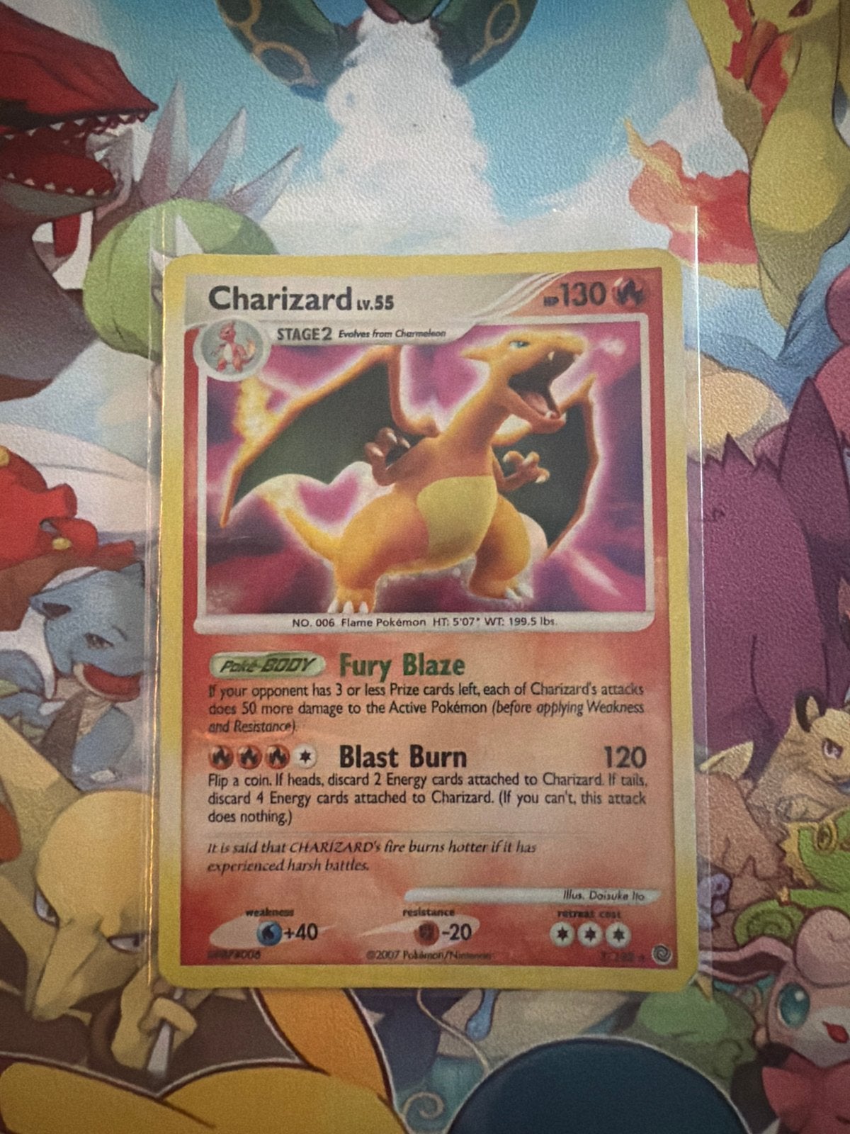 Charizard 3/132 Holofoil Pokémon kaart - Secret Wonders 2007, Ophalen of Verzenden, Gebruikt, Losse kaart, Foil